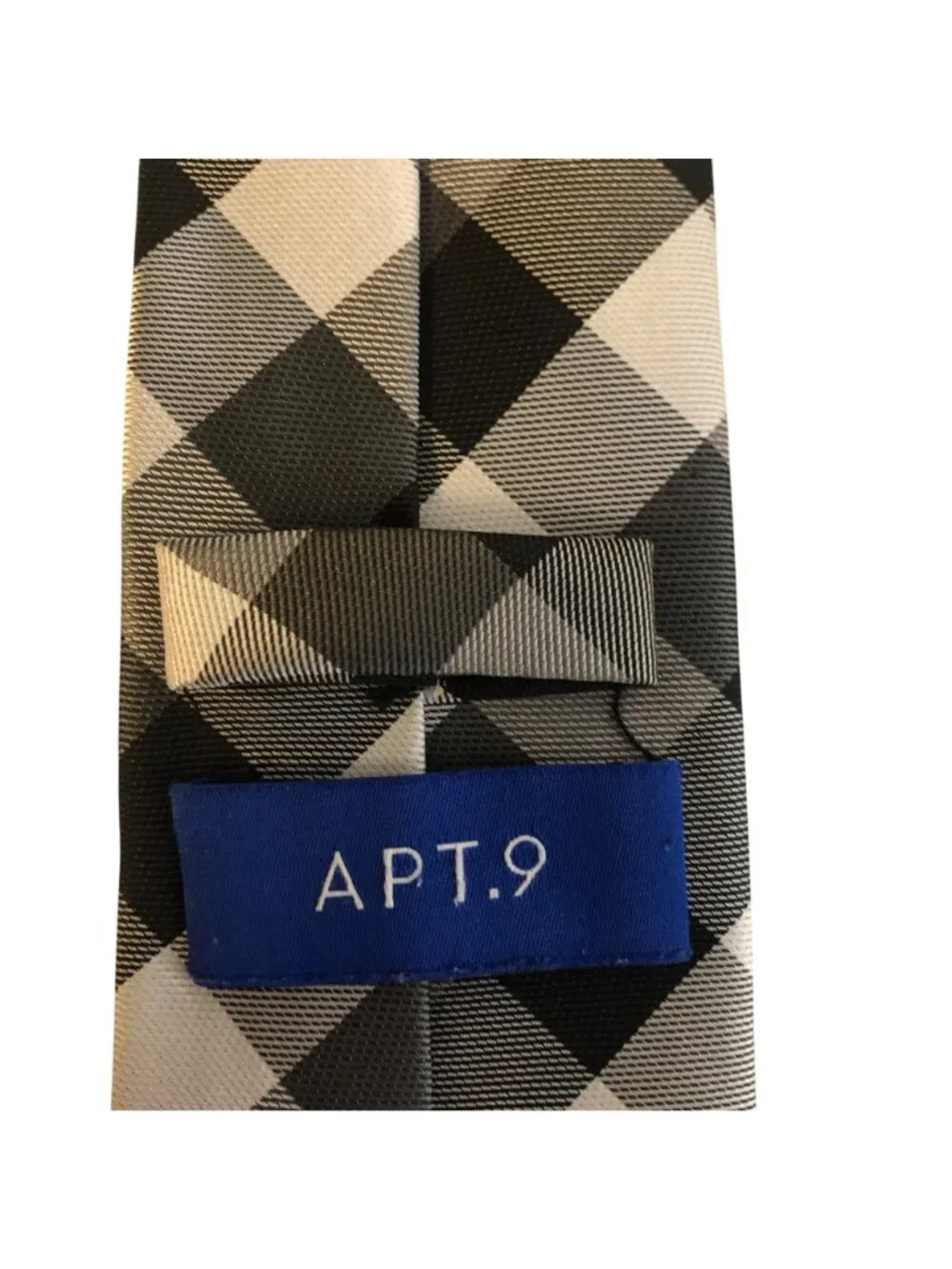 Apt 9 Tie Black White Gray Checkered Mens Slim Necktie Office Work Dad Gift
